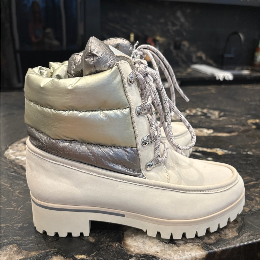 Cecelia New York Cream Metallic Winter Boot
